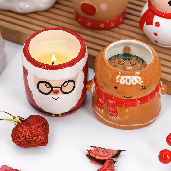 Bonhomme en pain d'épice pour la décoration de Noël, bougeoir en céramique pour la décoration de la maison